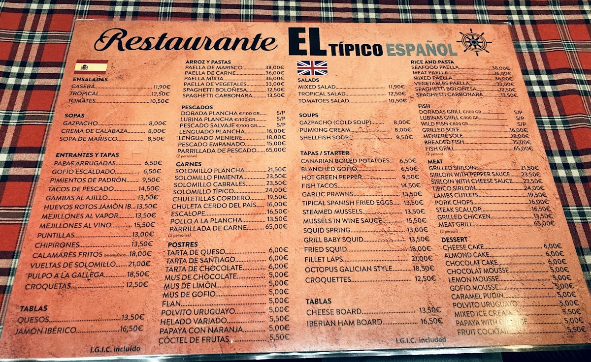 Menu El Típico Español-1