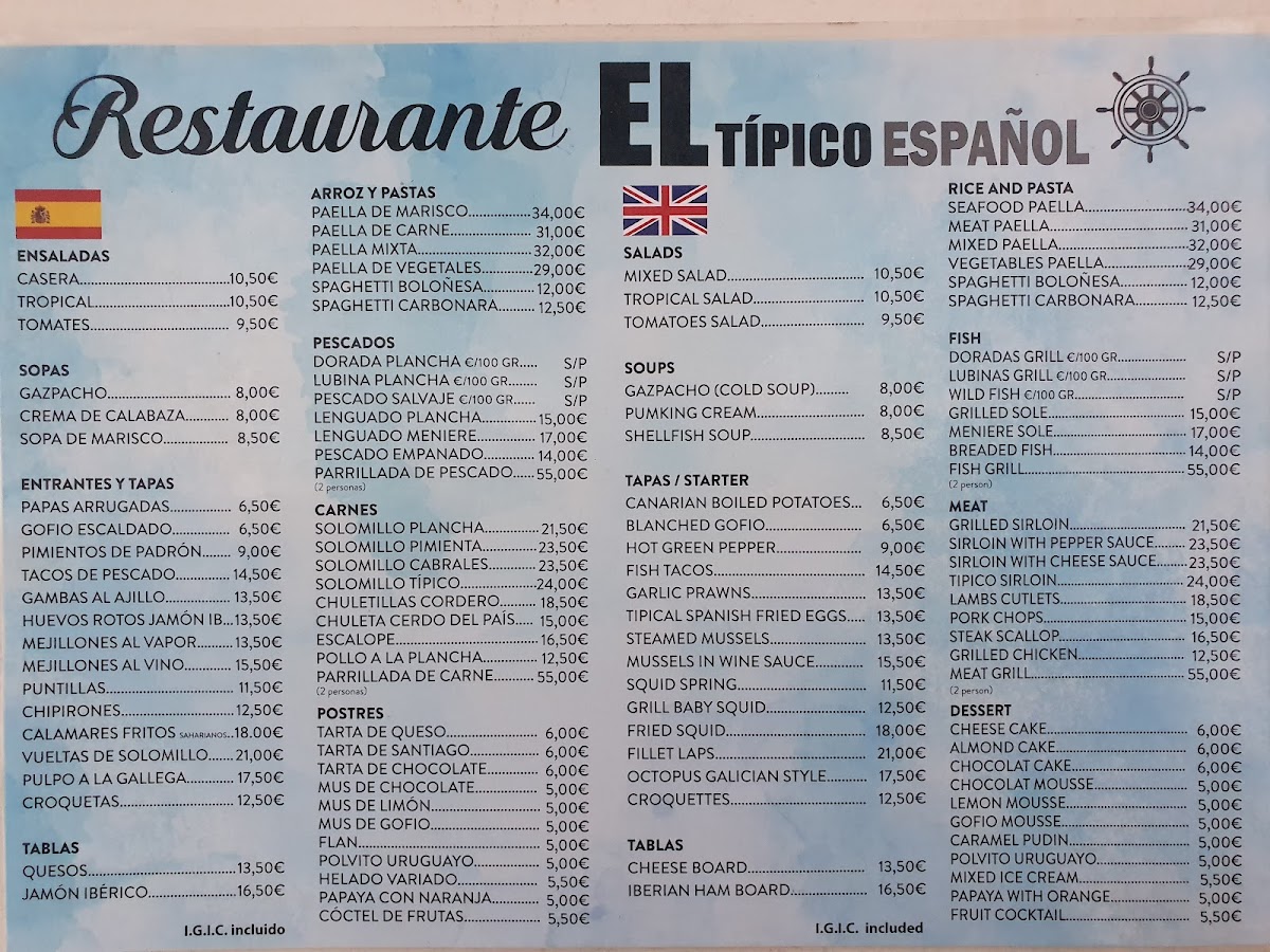 Menu El Típico Español-3